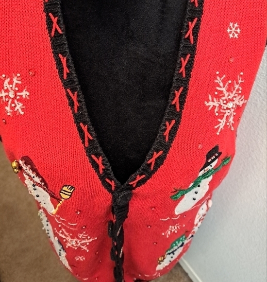Holiday Snowmen Button  Up Vest   Size M - Picture 2 of 8
